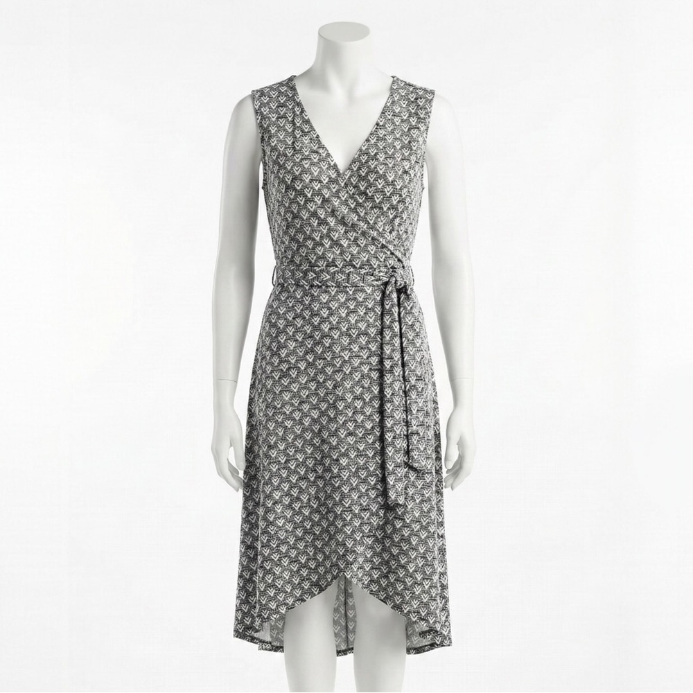 41 Hawthorn Stitch Fix Black White Geometric Arrow Faux Wrap Dress Size XXL